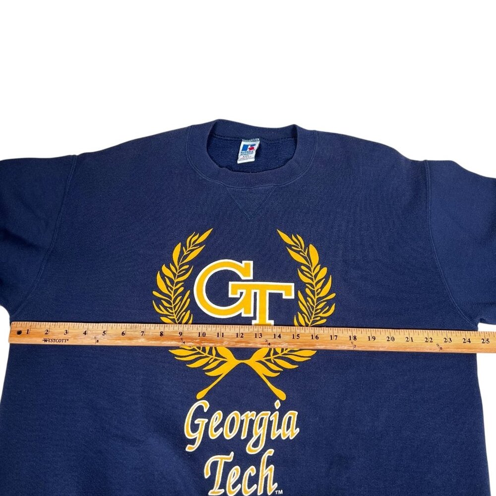 Vintage Russell Athletic Mens Blue Georgia Tech Wreath Sweatshirt Size XXL - Picture 9 of 11